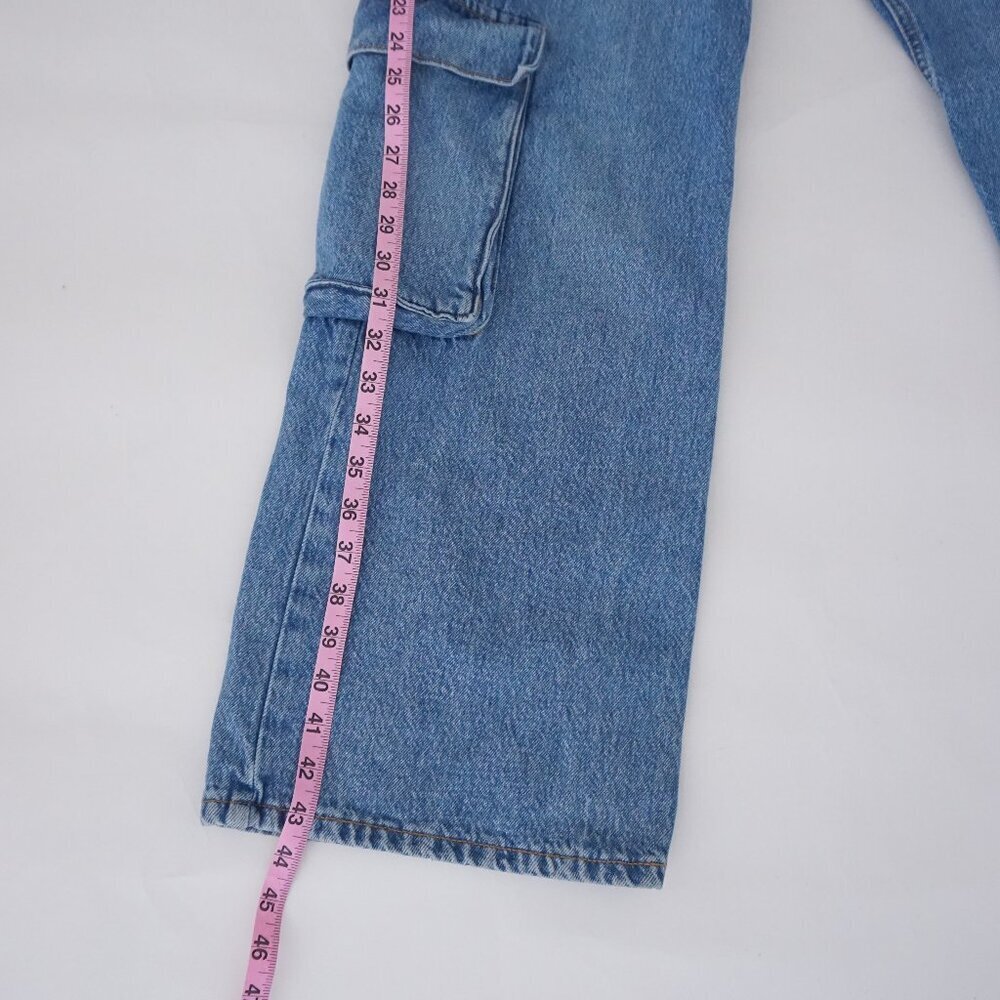 Dynamite Heidi Blue Cargo Pocket Wide Leg Jeans Utility Denim Streetwear 31 - Picture 3 of 14